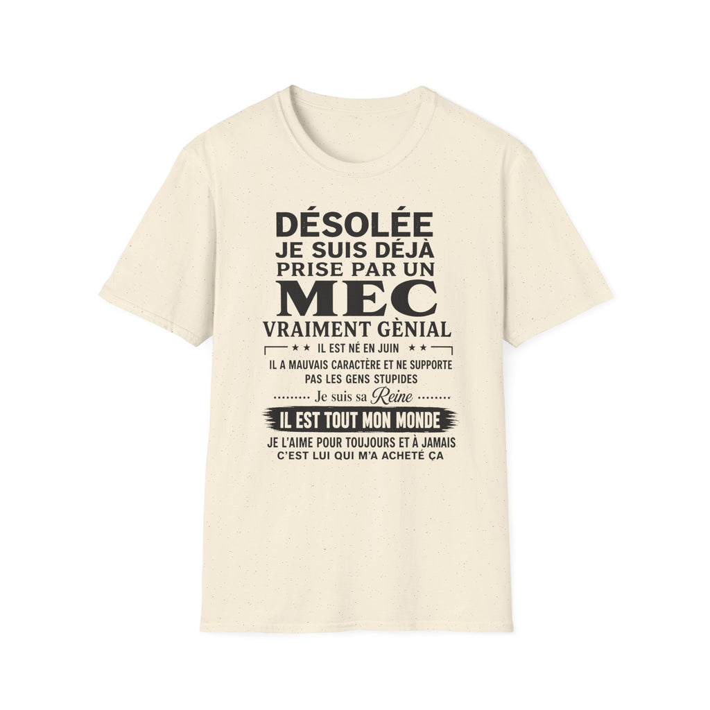 T-Shirt Déja Prise Par Un Mec Né En JUIN