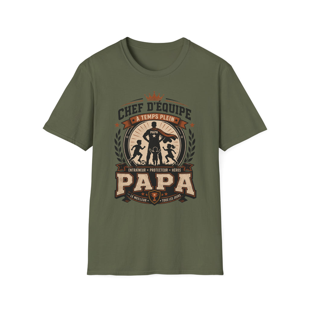 T-Shirt Papa Chef D'équipe A Temps Plein