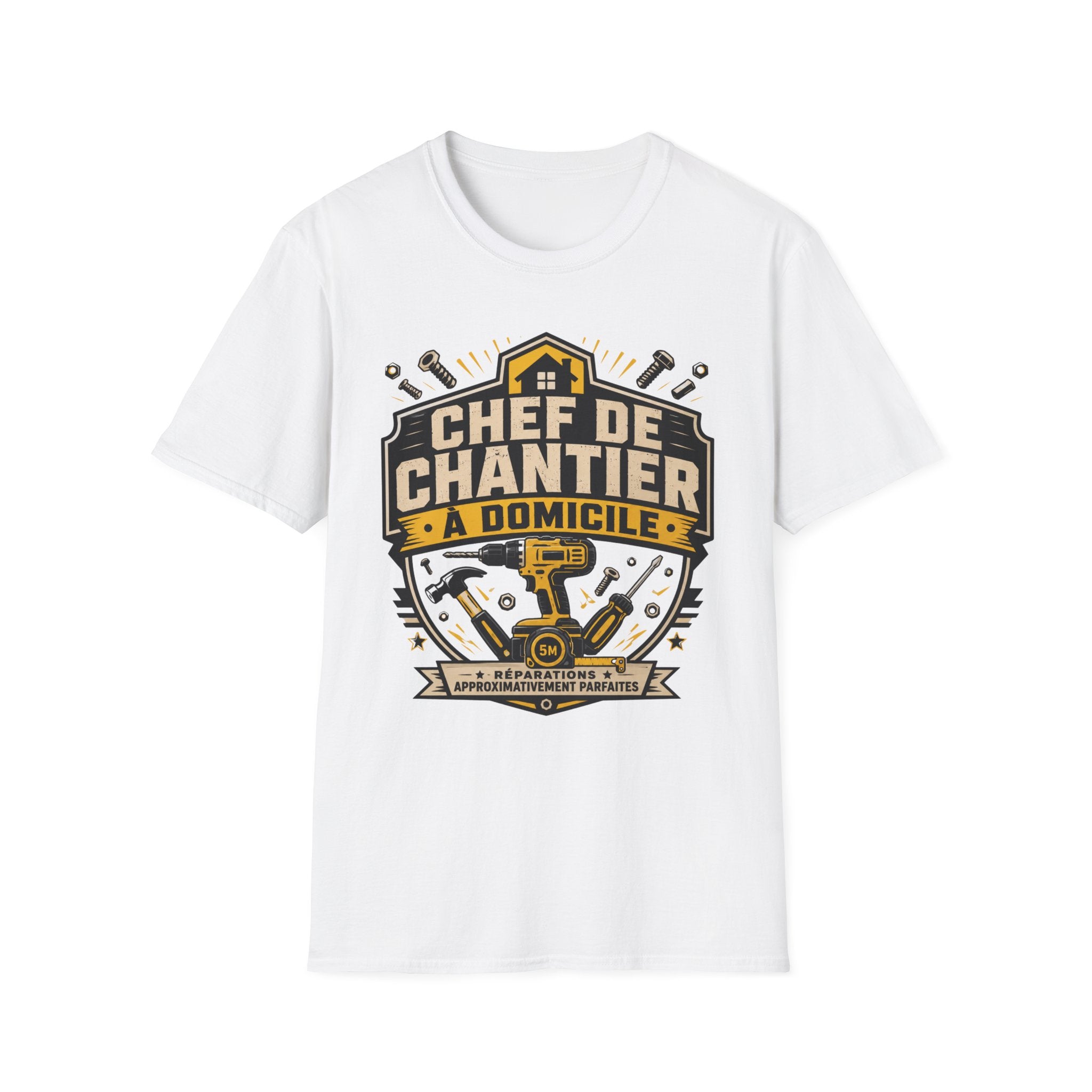 T-Shirt Papa Chef De Chantier A Domicile