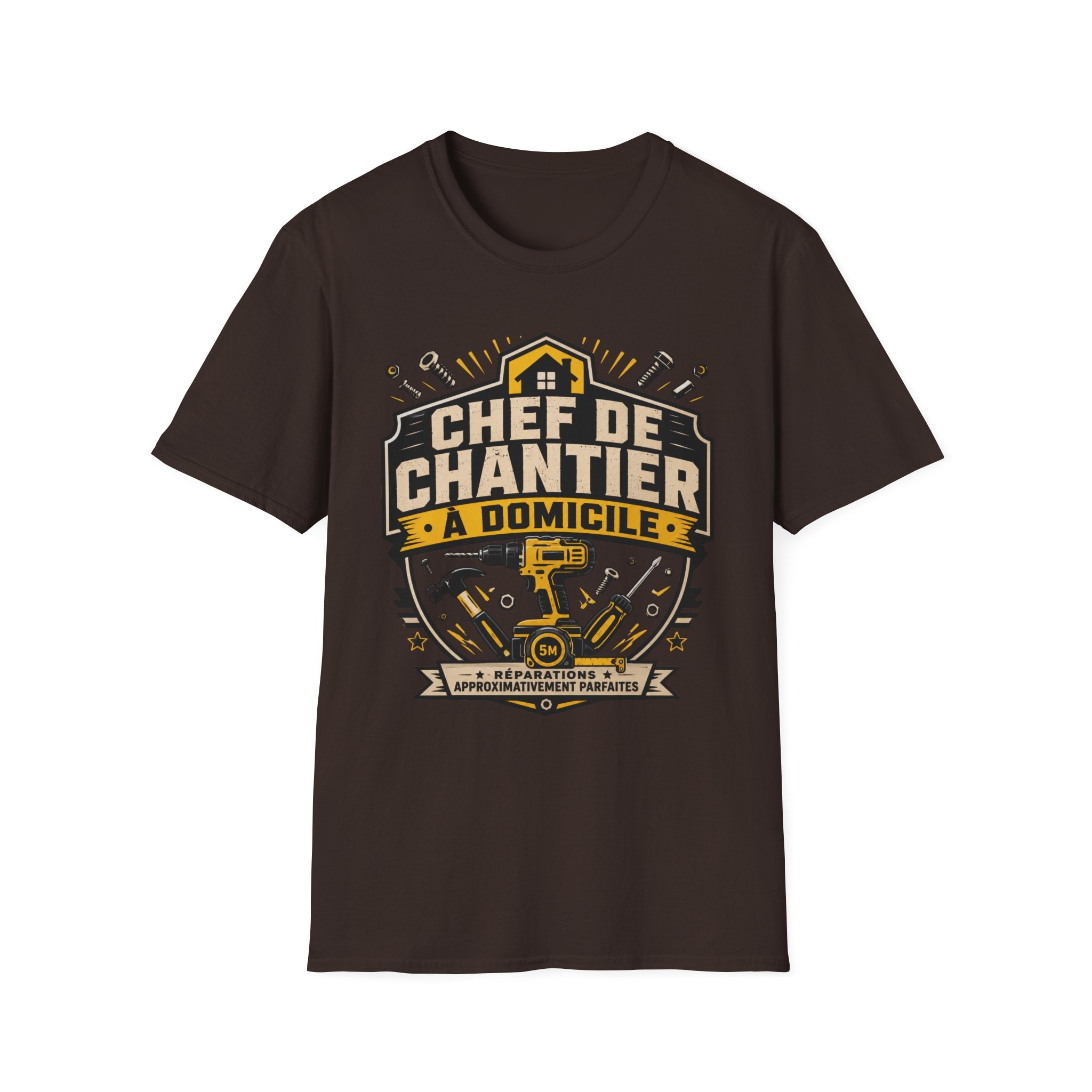 T-Shirt Papa Chef De Chantier A Domicile