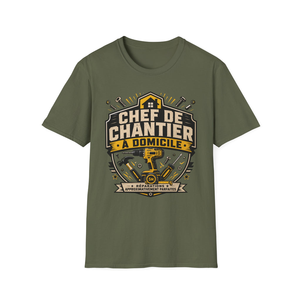 T-Shirt Papa Chef De Chantier A Domicile