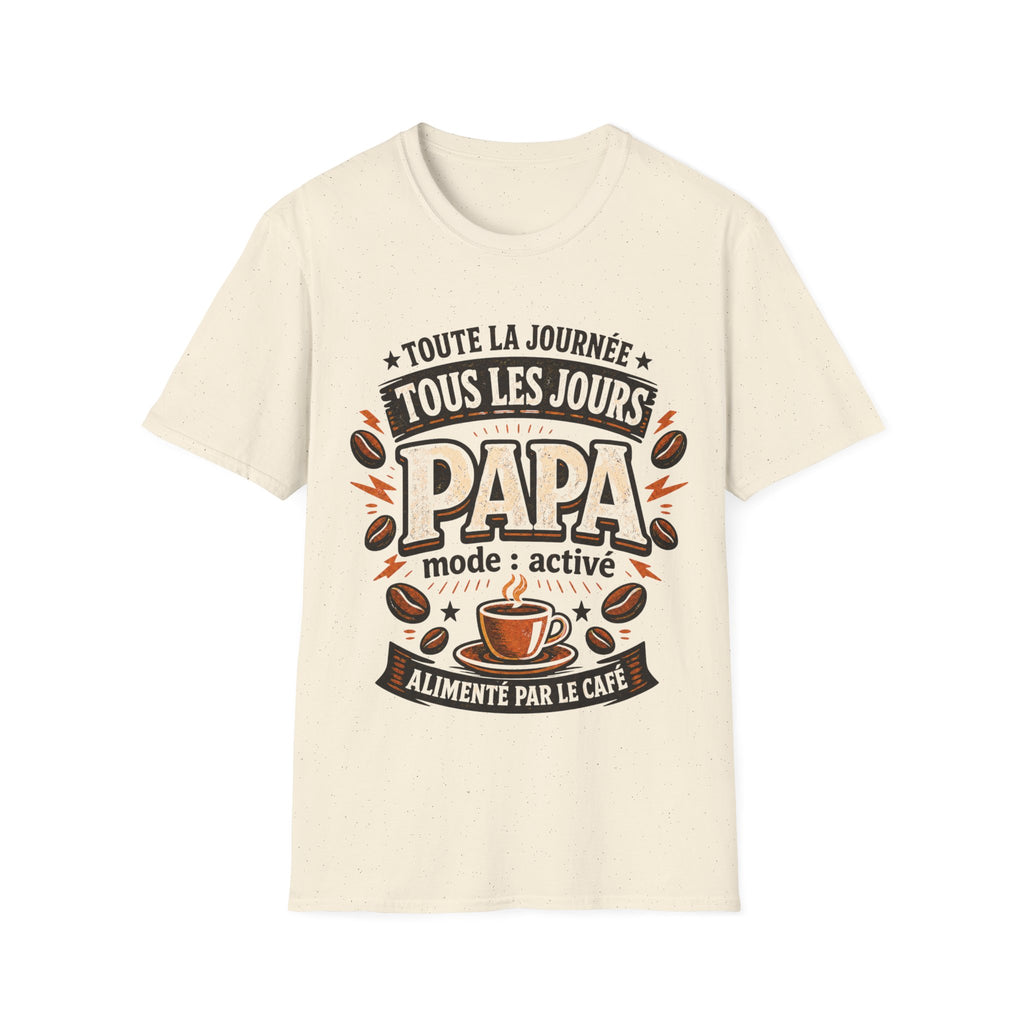 T-Shirt Papa Mode Activé Alimenté Par Le Café