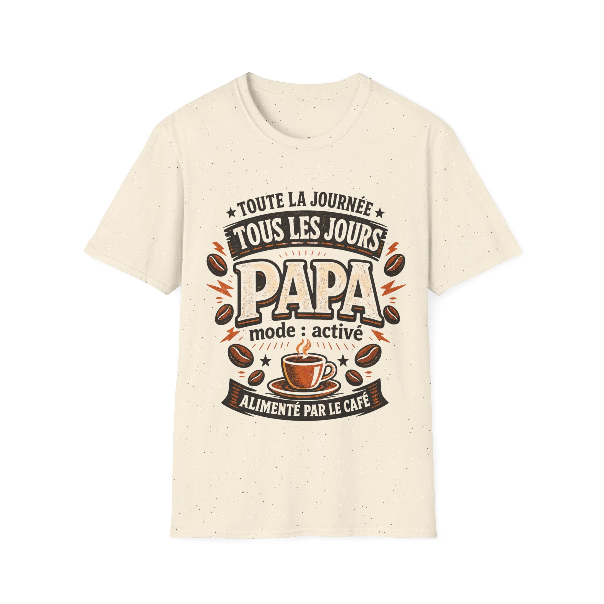 T-Shirt Papa Mode Activé Alimenté Par Le Café