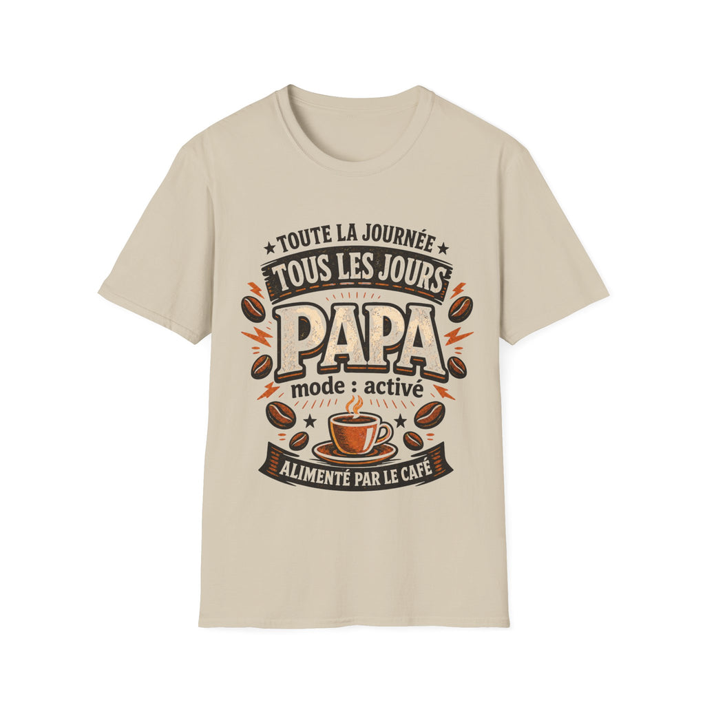 T-Shirt Papa Mode Activé Alimenté Par Le Café