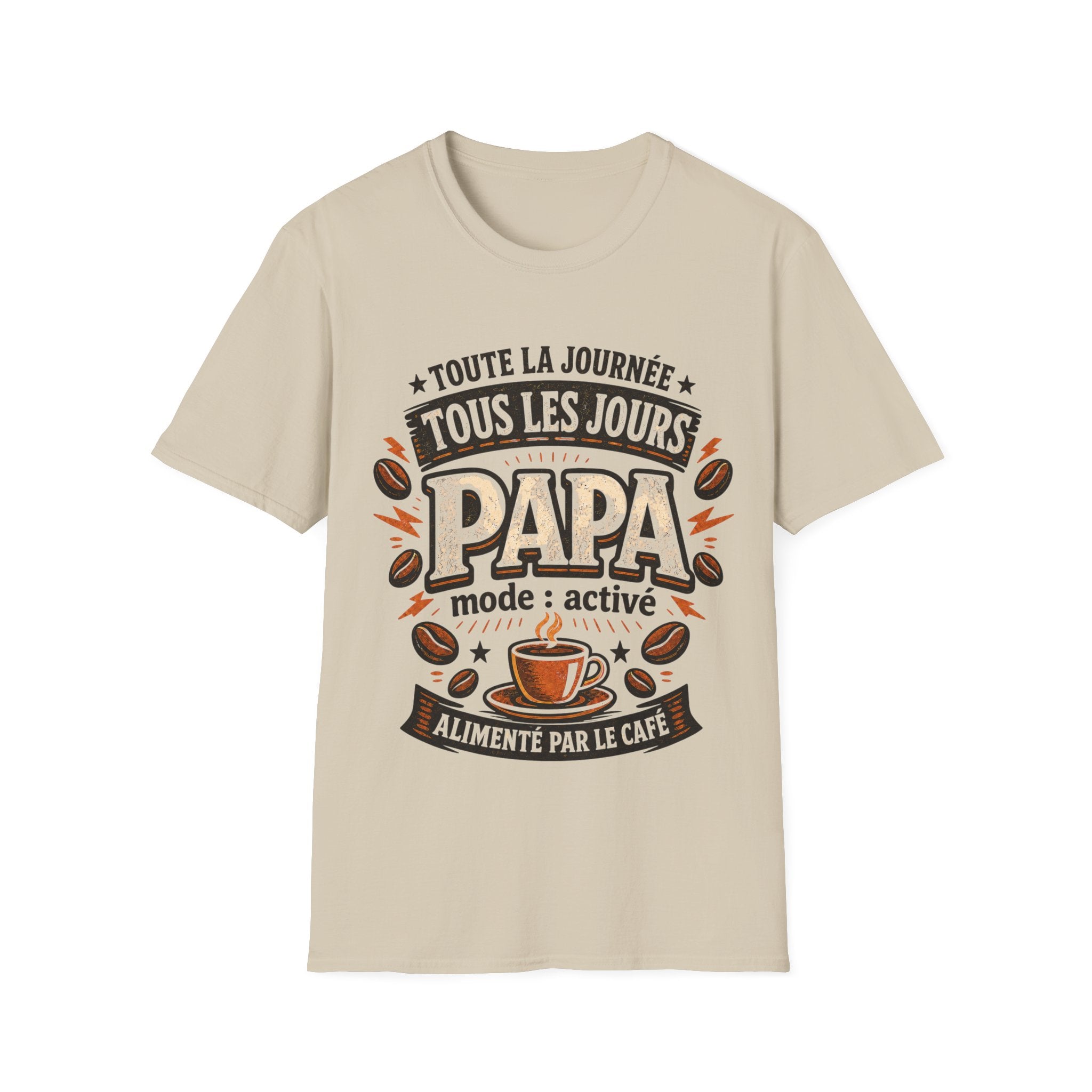 T-Shirt Papa Mode Activé Alimenté Par Le Café