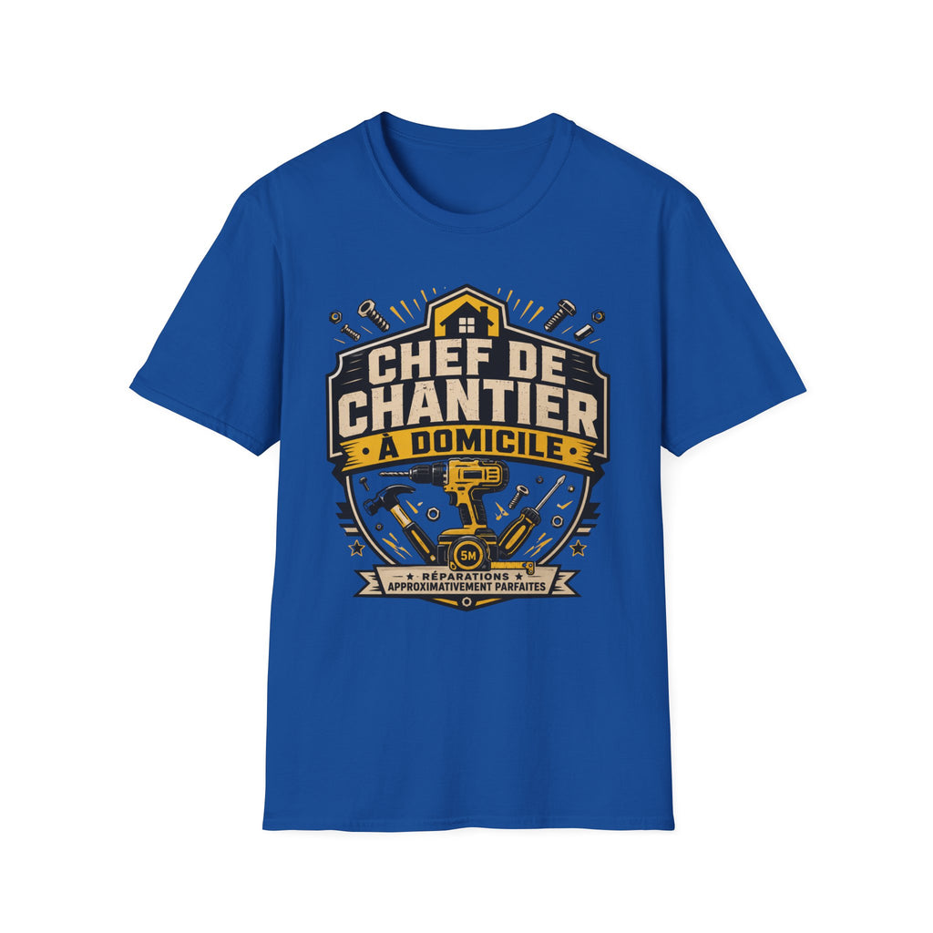 T-Shirt Papa Chef De Chantier A Domicile