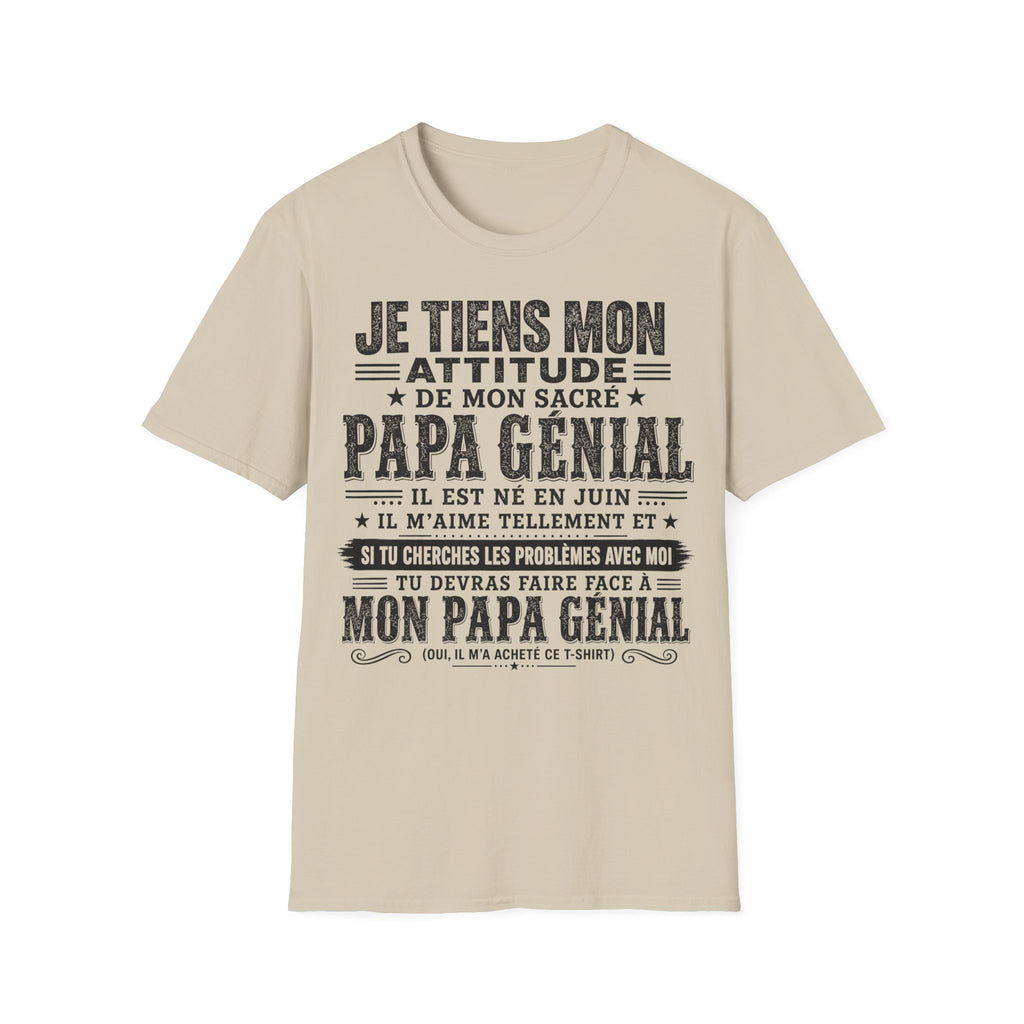 T-Shirt Papa Génial Né En Juin