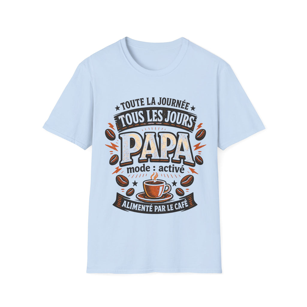 T-Shirt Papa Mode Activé Alimenté Par Le Café