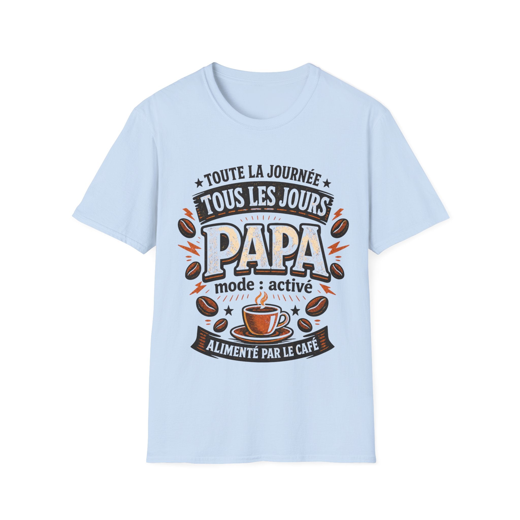 T-Shirt Papa Mode Activé Alimenté Par Le Café