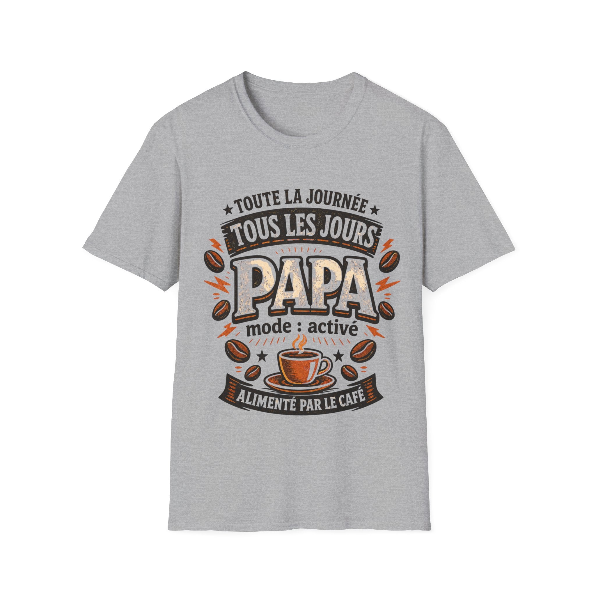 T-Shirt Papa Mode Activé Alimenté Par Le Café