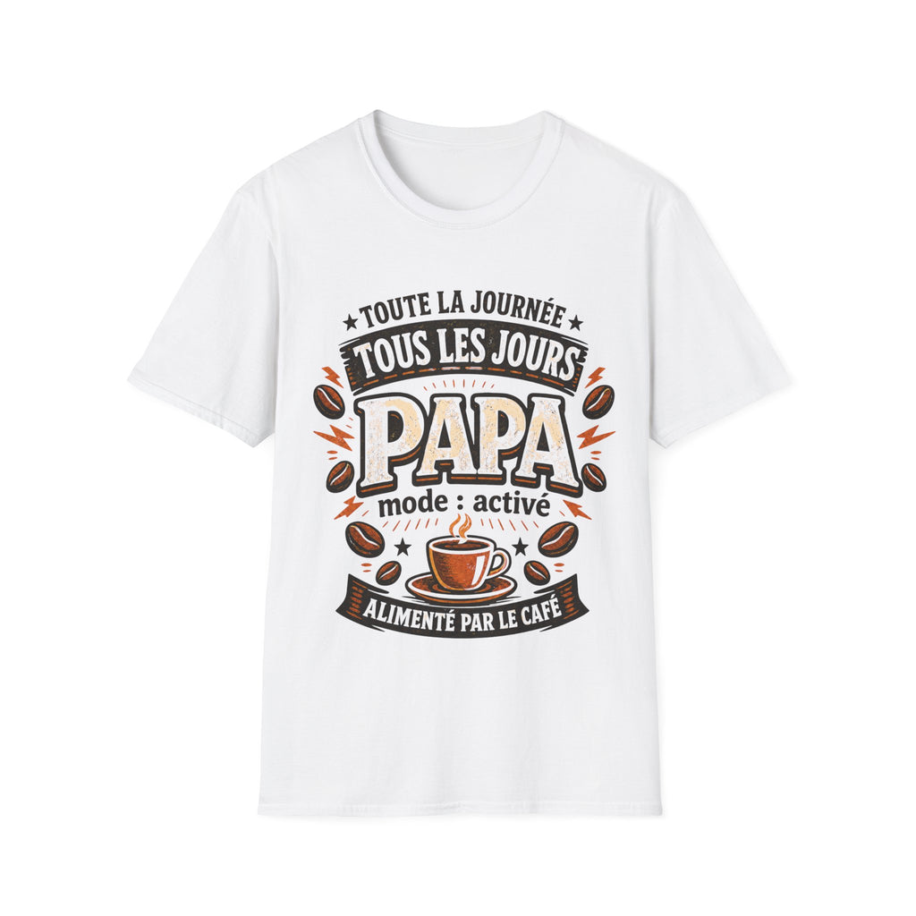 T-Shirt Papa Mode Activé Alimenté Par Le Café