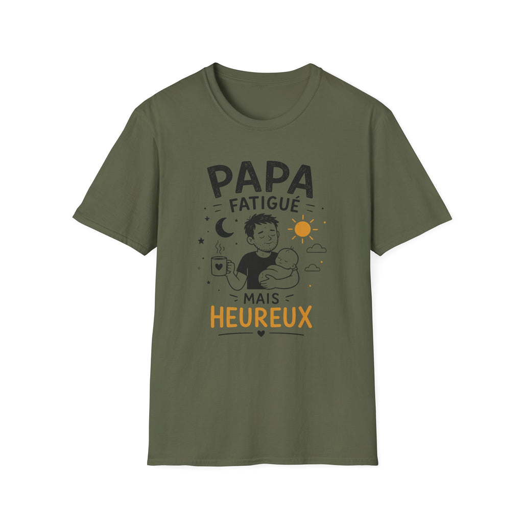 T-Shirt Papa Fatigué Mais Heureux